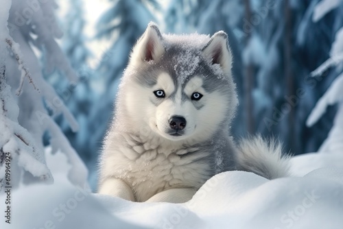 Siberian husky puppy in a s...