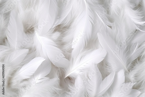 Fototapete white feathers background, generative ai