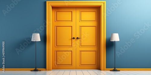 Yellow door in colorful int...
