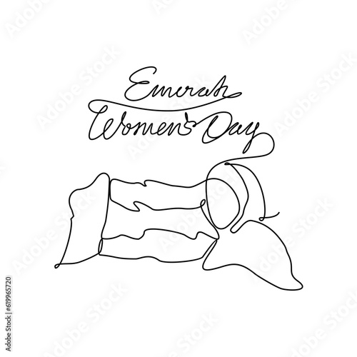 One continuous line drawing of Emirati Women’s Day celebration August 28. UAE National Day design in simple linear style. UAE Women's Day design concept vector illustration