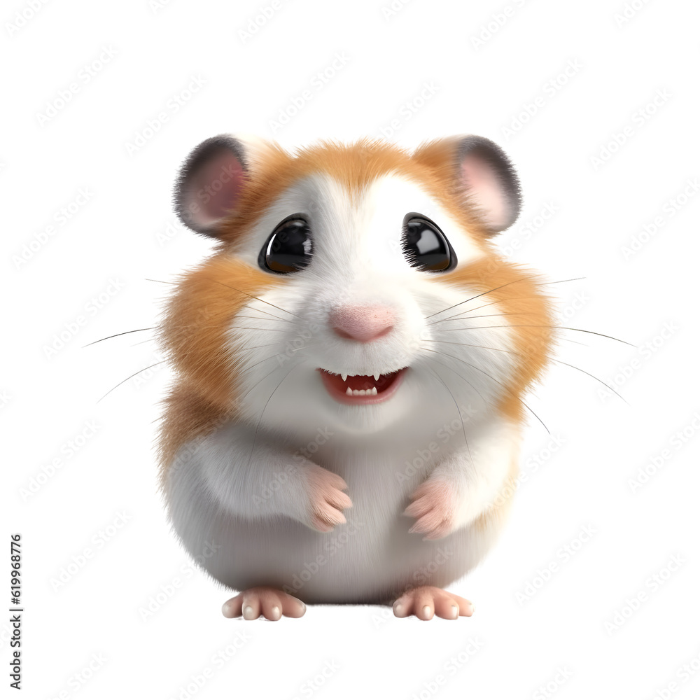 Hamster isolated on a white background. 3d render illustration.