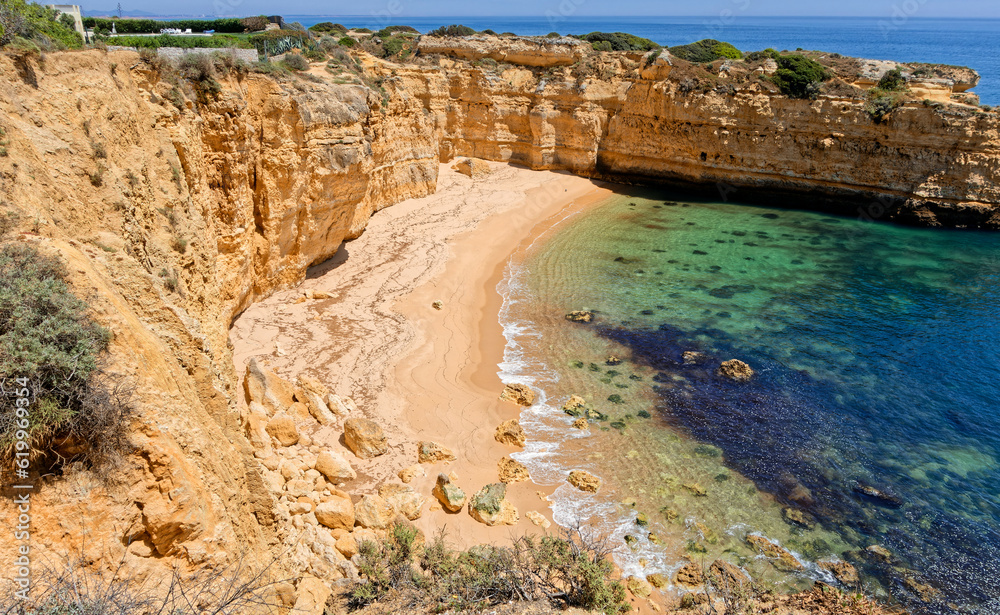 Cliffs of secret beach Praia da Ponta Grande, Praia da Ponta Pequena, Algarve, Portugal