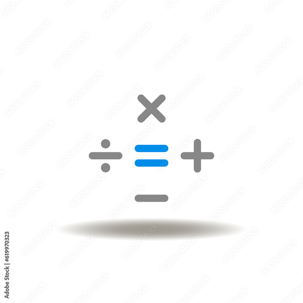 Vector illustration of calculator with plus, minus, multiply, divide