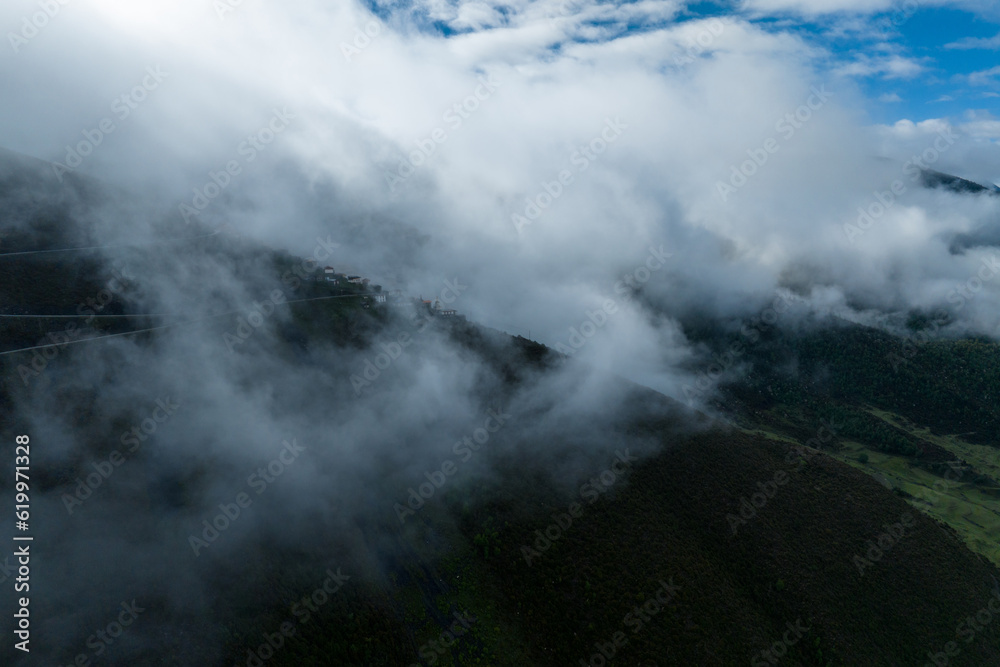 Fototapeta premium Beautiful sunrise forest landscape in Sichuan,China