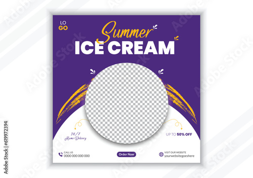 Ice cream social media post banner design