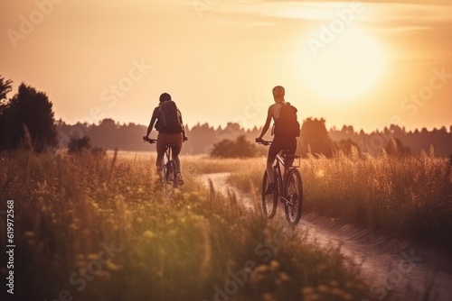Two people riding outdoors