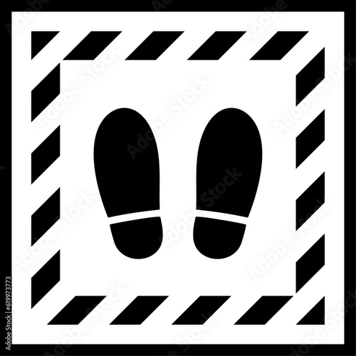 靴跡の警告サイン