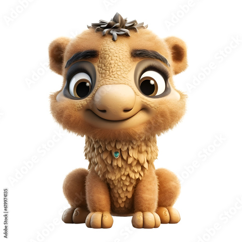 Cute toy camel isolated on white background. 3D rendering.