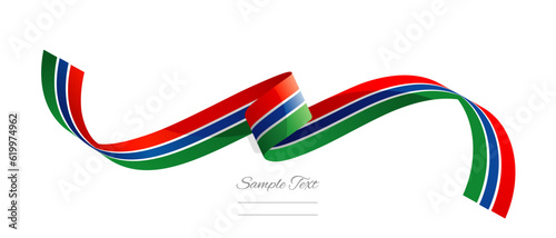Gambian flag ribbon vector illustration. Gambia flag ribbon on abstract isolated on white color background