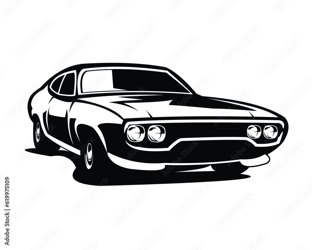 old camaro car logo. silhouette vector. isolated white background view from front. Best for logo, badge, emblem, icon, design sticker, vintage car industry. available in eps 10.