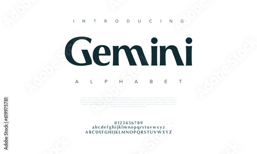 Gemini creative modern urban alphabet font. Digital abstract moslem, futuristic, fashion, sport, minimal technology typography. Simple numeric vector illustration