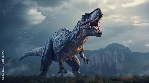 Tyrannosaurus dinosaur 3d render. AI generated art illustration.  © Дима Пучков
