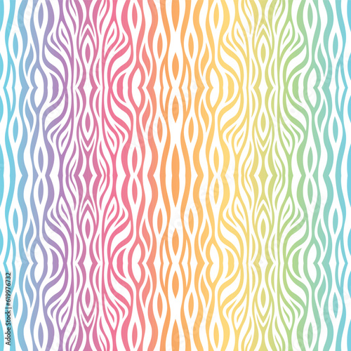 Colorful Rainbow Tiger Stripe Abstract Geometric Seamless Vector Repeat Pattern