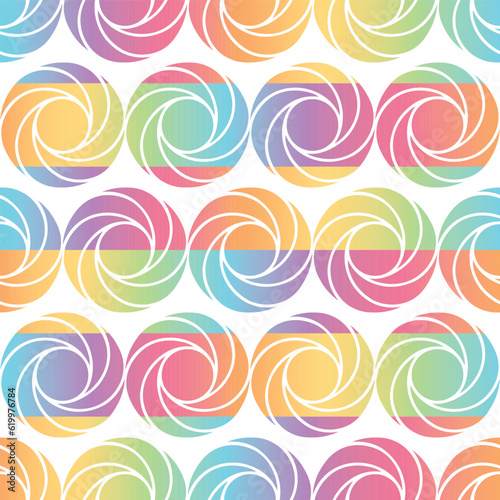 Colorful Rainbow Swirl Abstract Geometric Seamless Vector Repeat Pattern