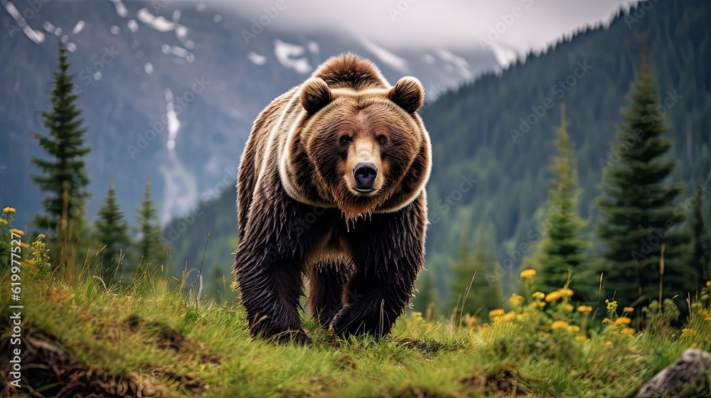 Bear in the lake. AI generated art illustration.
Bear in the lake. AI generated art illustration.