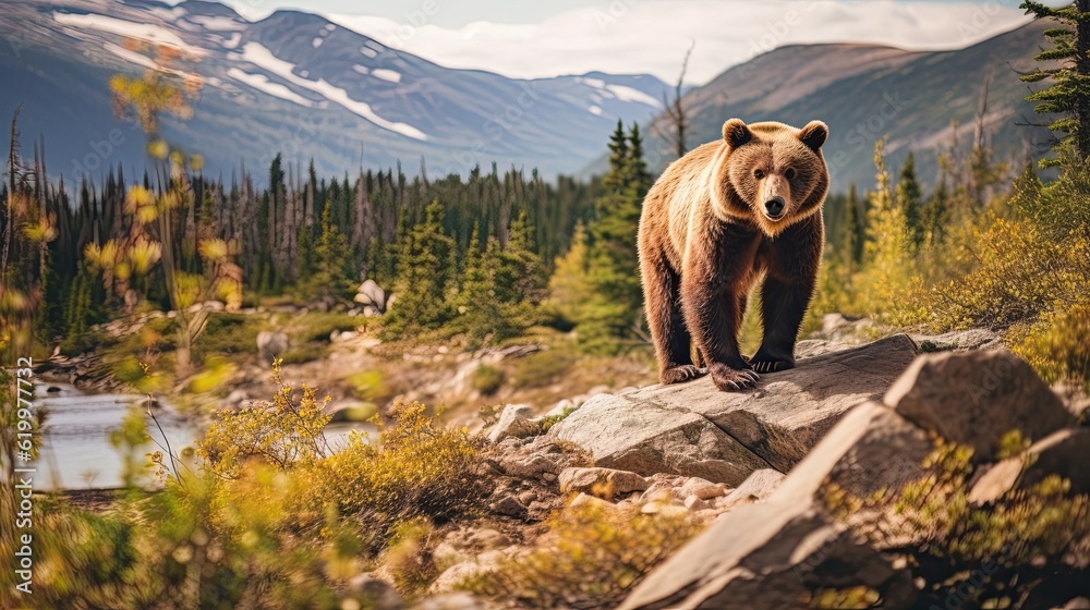 Bear in the lake. AI generated art illustration.
Bear in the lake. AI generated art illustration.