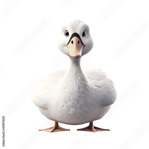 white duck isolated on a white background. 3d render illustration.