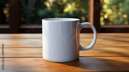 A plain white ceramic mug mock up. Generative AI. 