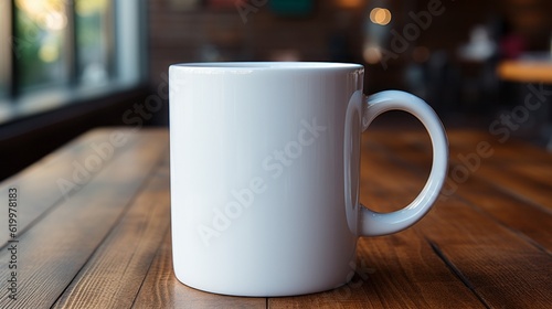 Billede på lærred A plain white ceramic mug mock up. Generative AI.