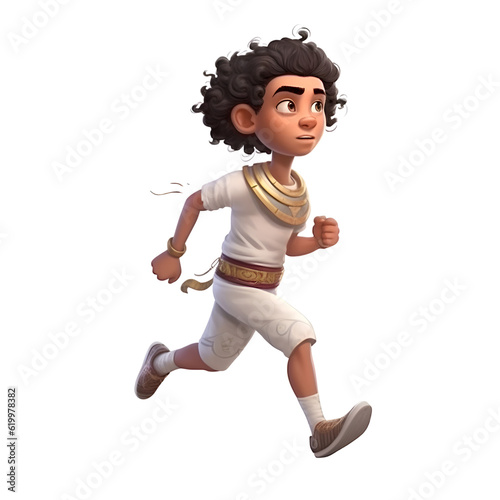 3D digital render of a cute caveman running isolated on white background