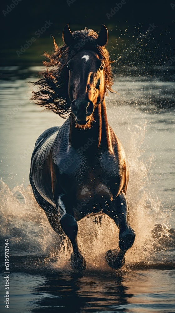 Obraz premium Horse isolated on white. AI generated art illustration.