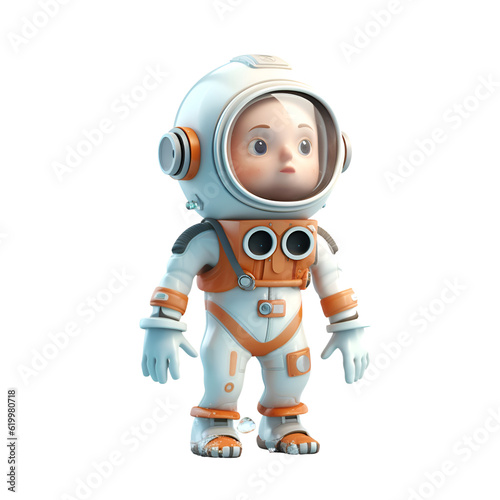 3D rendering of a little astronaut isolated on white background with shadow © Muhammad