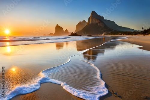 Fotos geradas com inteligência artificial de praias e paisagens. photo