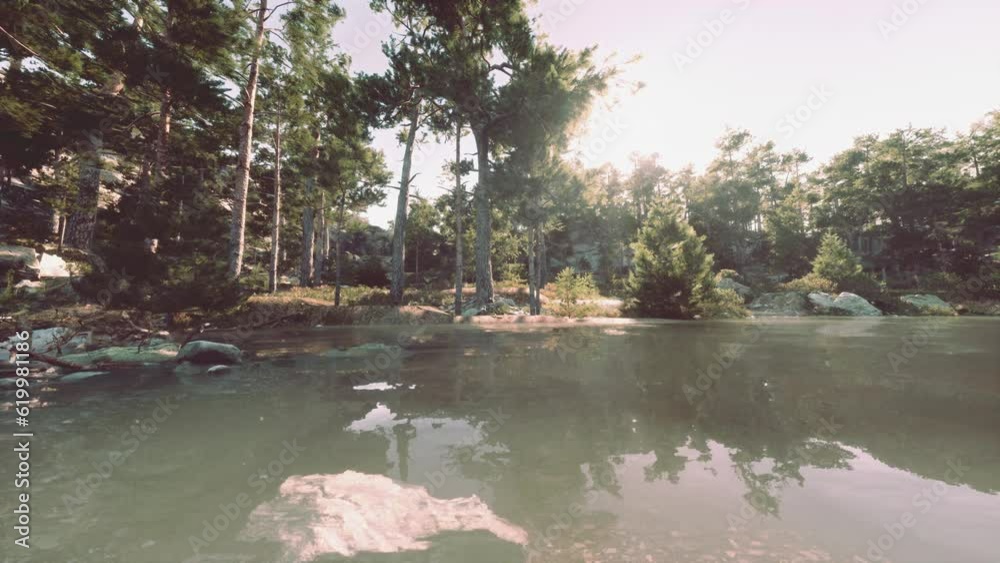 stunning mountain lake surrounded by verdant forests and crystal-clear waters stunning mountain lake surrounded by verdant forests and crystal-clear waters
