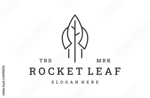Rocket leaf logo vector icon illustration hipster vintage retro .