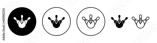 Bowling icon set for web and mobile app. bowling ball and pin sign and symbol.