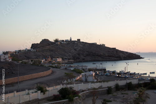 Nice view of the Gulf of Aden in Yemen, at sunset photo