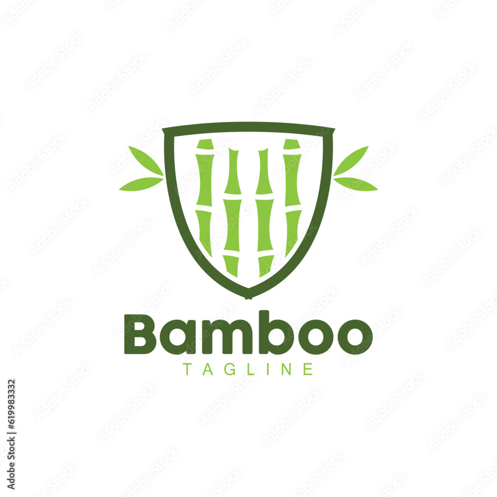 Bamboo Logo, Panda Food Green Plant Vector, Simple Minimalist Design, Illustration Element Template Bamboo Logo, Panda Food Green Plant Vector, Simple Minimalist Design, Illustration Element Template