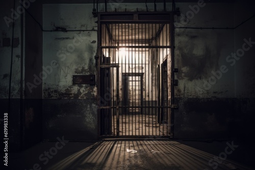 Grunge prison with poor conditions for prisoners. AI generated, human enhanced