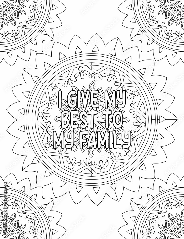 Printable Motivational Quote Coloring Pages, Mandala Coloring Pages for Mindfulness and Relaxation for Kids and Adults