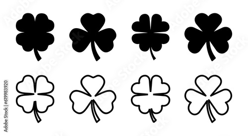 Clover icon set illustration. clover sign and symbol. four leaf clover icon.