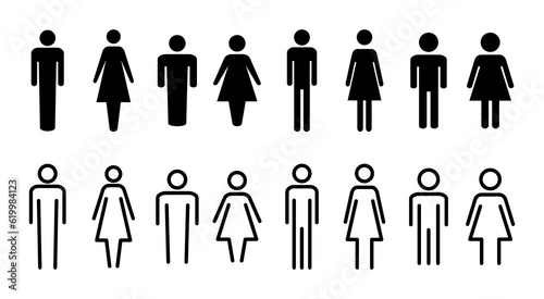 Man and woman icon set illustration. male and female sign and symbol. Girls and boys