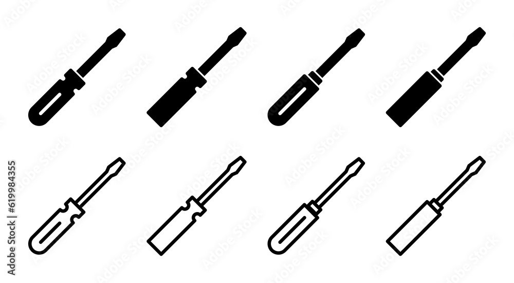 Obraz premium Screwdriver icon set illustration. tools sign and symbol