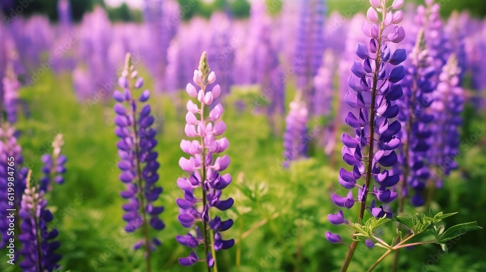 wild Lupins in Arrow town, New Zealand beautiful spring purple flowers wild Lupins in Arrow town, New Zealand beautiful spring purple flowers