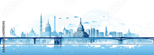 Kolkata city skyline silhouette in the style of simple sketch forms. 