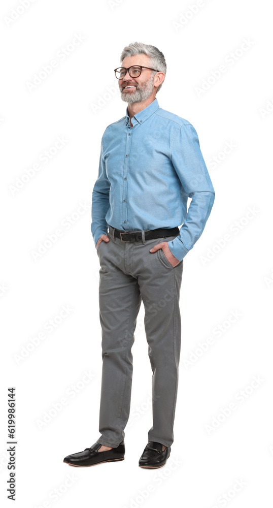 Mature businessman in stylish clothes posing on white background Mature businessman in stylish clothes posing on white background
