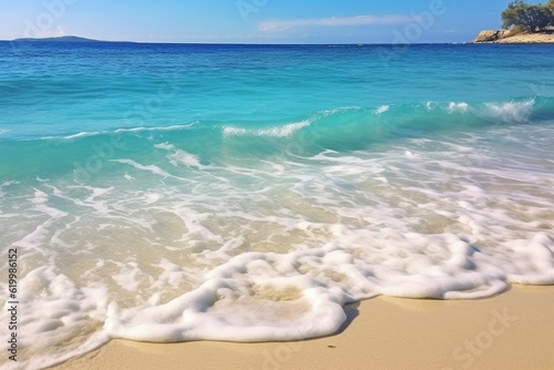 a beautiful white sand beach and turquoise water, Wave of the sea