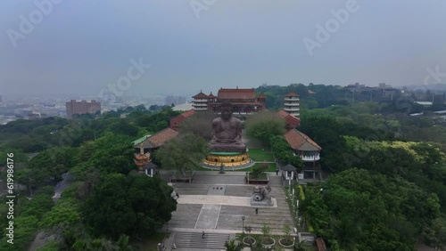 Baguashan Big Giant Buddha Statue in Changhua, Taiwan, Aerial View photo