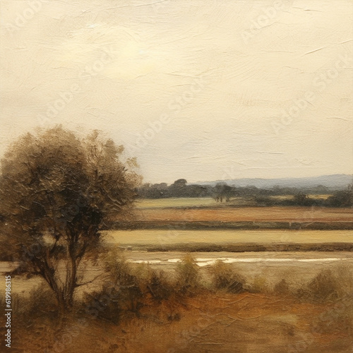 Timeless Beauty: Vintage Landscape with Fields and Trees