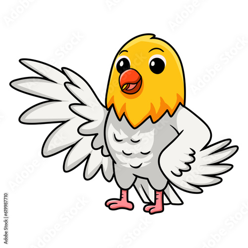 Cute opaline pale fallow lovebird cartoon waving hand