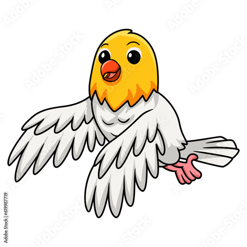 Cute opaline pale fallow lovebird cartoon flying