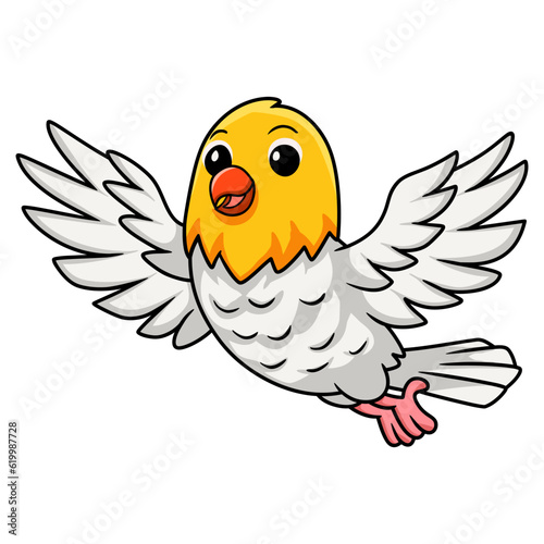 Cute opaline pale fallow lovebird cartoon flying