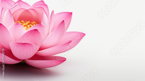 Close up pink lotus flower plant with green leaves  with text space can use for advertising  ads  branding