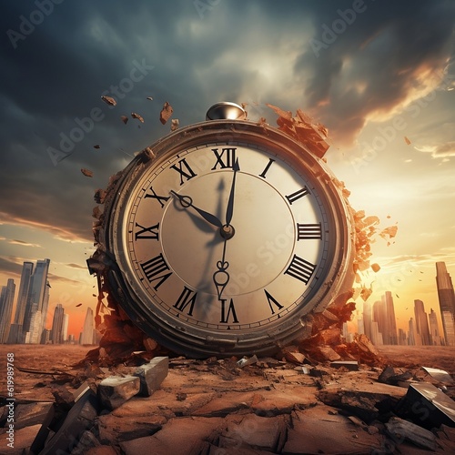 Clock showing the dying world  environmental effect  end is near  