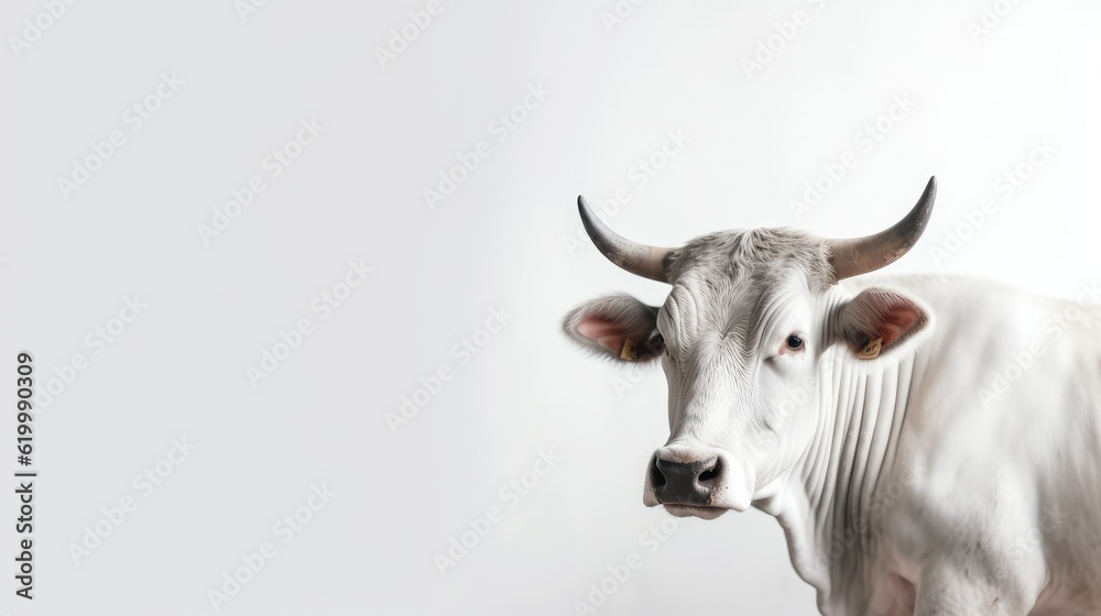 Big white cow with text space can use for advertising, ads, branding