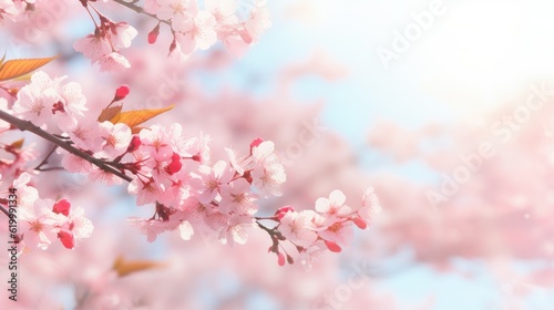 Pink spring background.spring time. Pink flower on a blue background.Spring beautiful blooming background in pink and purple color.Beautiful spring wallpaper.